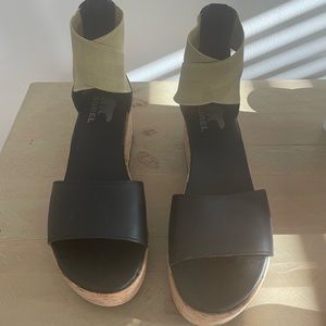 Sorel Black Platform Sandals